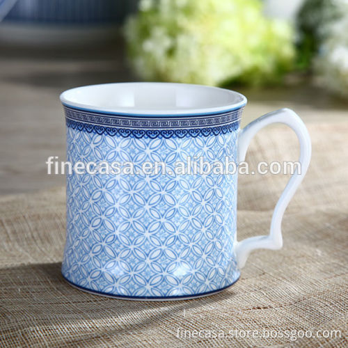 12OZ Elegant Style Blue and White Coffee Mug